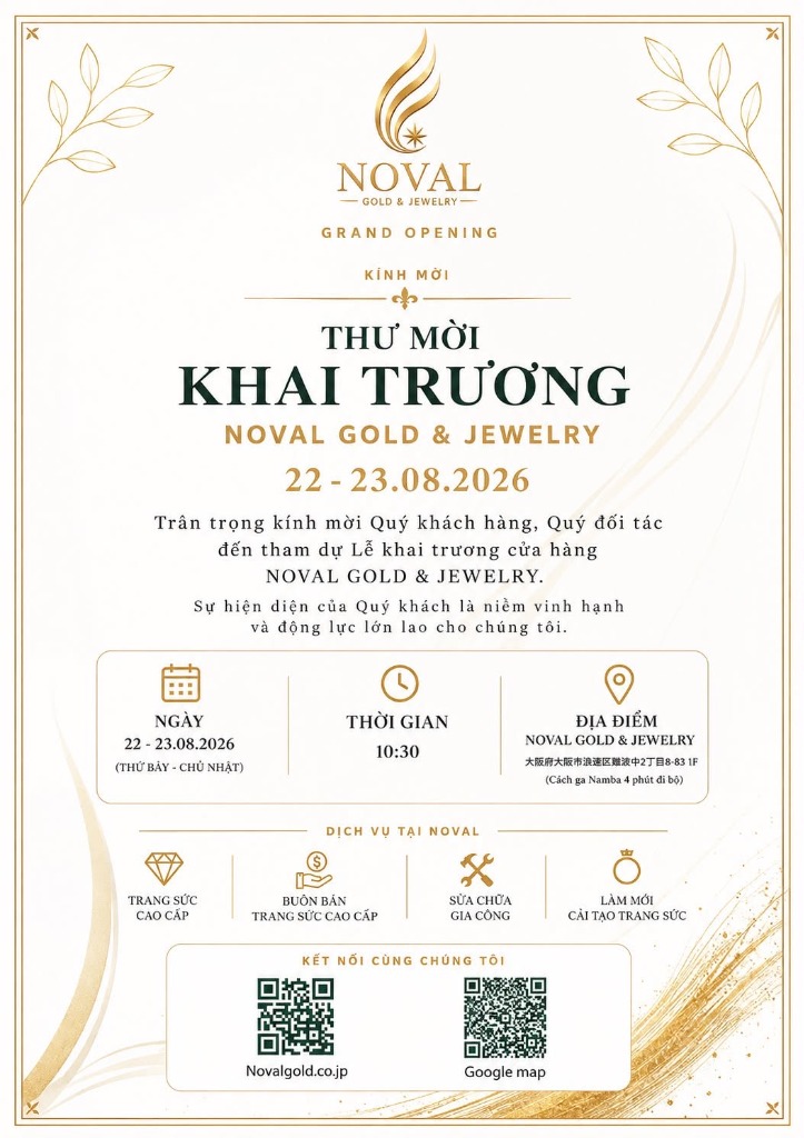 Thư mời khai trương Noval Gold & Jewelry
